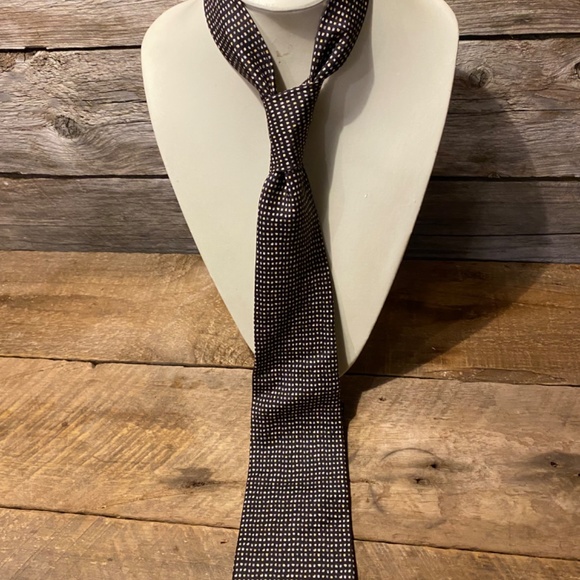 Vintage 100% Silk Tie by Jim Thompson in Brown, Beige, Gold, and Silver - Picture 2 of 4